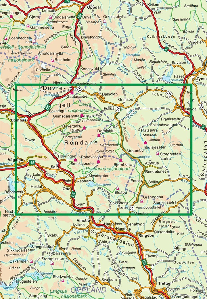 Carte de randonnée n° 2716 - Rondane (Norvège) | Nordeca - Turkart 1/100 000 carte pliée Nordeca 