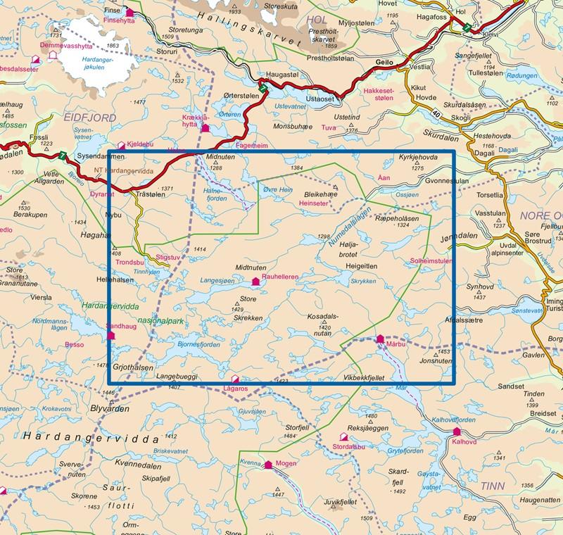 Carte de randonnée n° 2727 - Rauhelleren (Norvège) | Nordeca - Turkart 1/50 000 carte de randonnée Nordeca