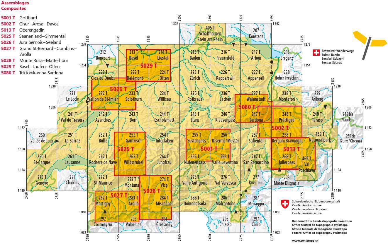 Carte de randonnée imperméable n° 273T - Montana (Suisse) | Swisstopo - Excursions au 1/50 000 carte de randonnée Swisstopo