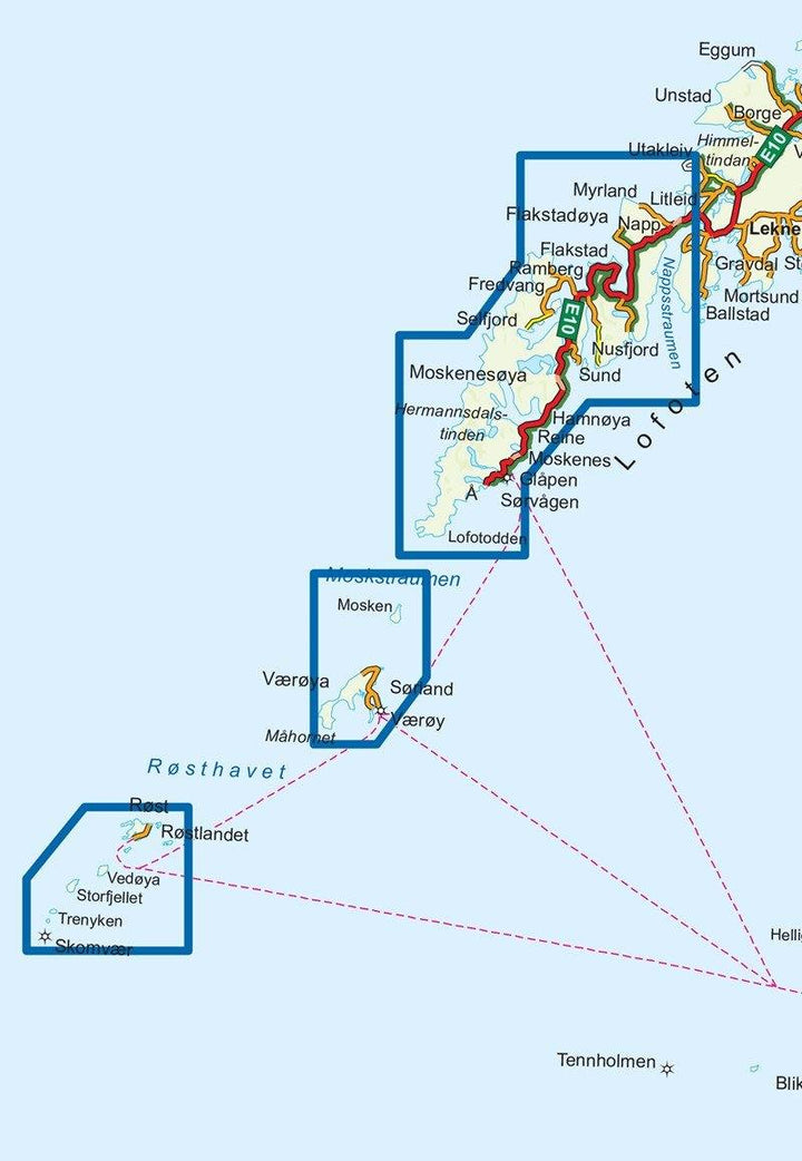 Carte de randonnée n° 2745 - Lofoten Ouest (Norvège) | Nordeca - Turkart 1/50 000 carte pliée Nordeca 