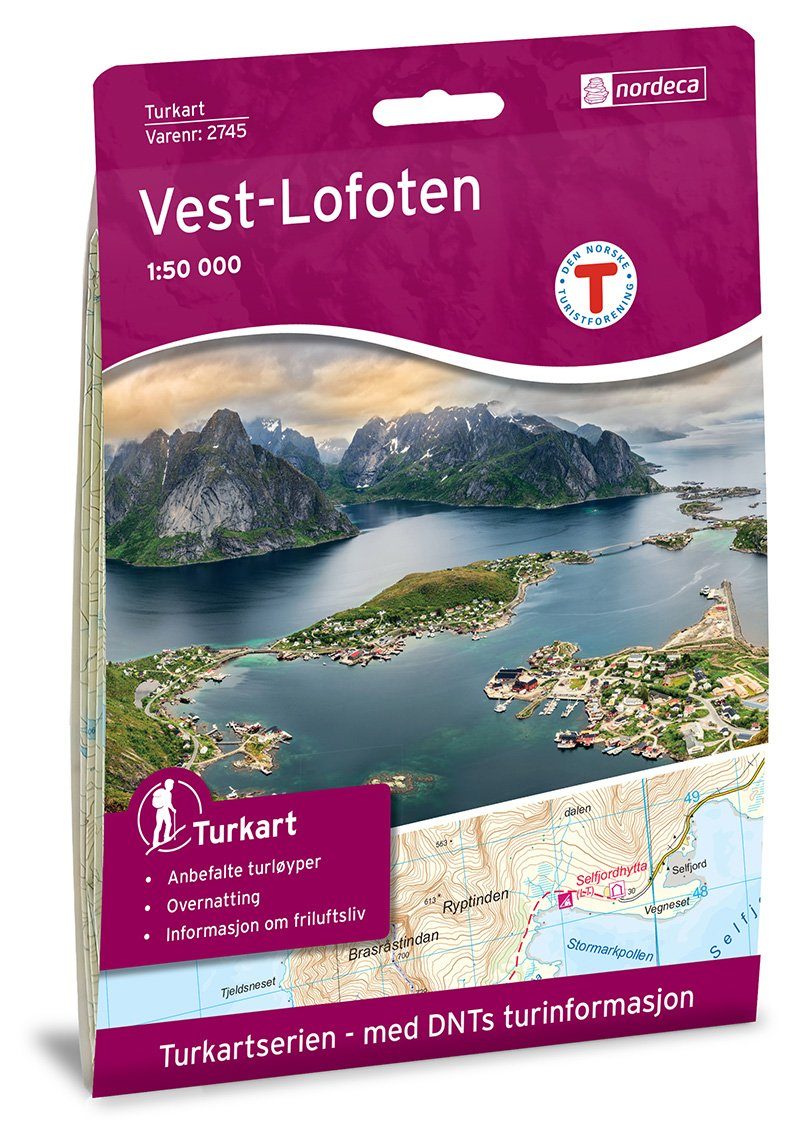 Carte de randonnée n° 2745 - Lofoten Ouest (Norvège) | Nordeca - Turkart 1/50 000 carte de randonnée Nordeca