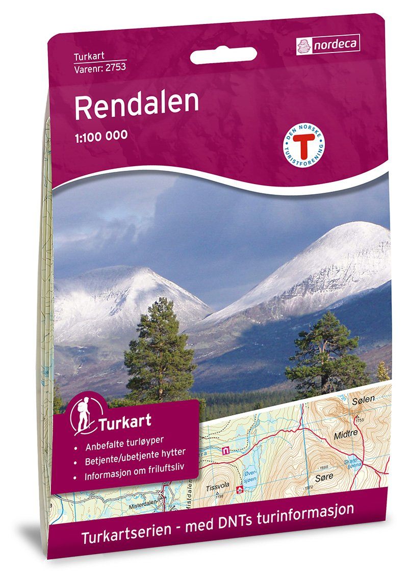 Carte de randonnée n° 2753 - Rendalen (Norvège) | Nordeca - Turkart 1/100 000 carte pliée Nordeca 