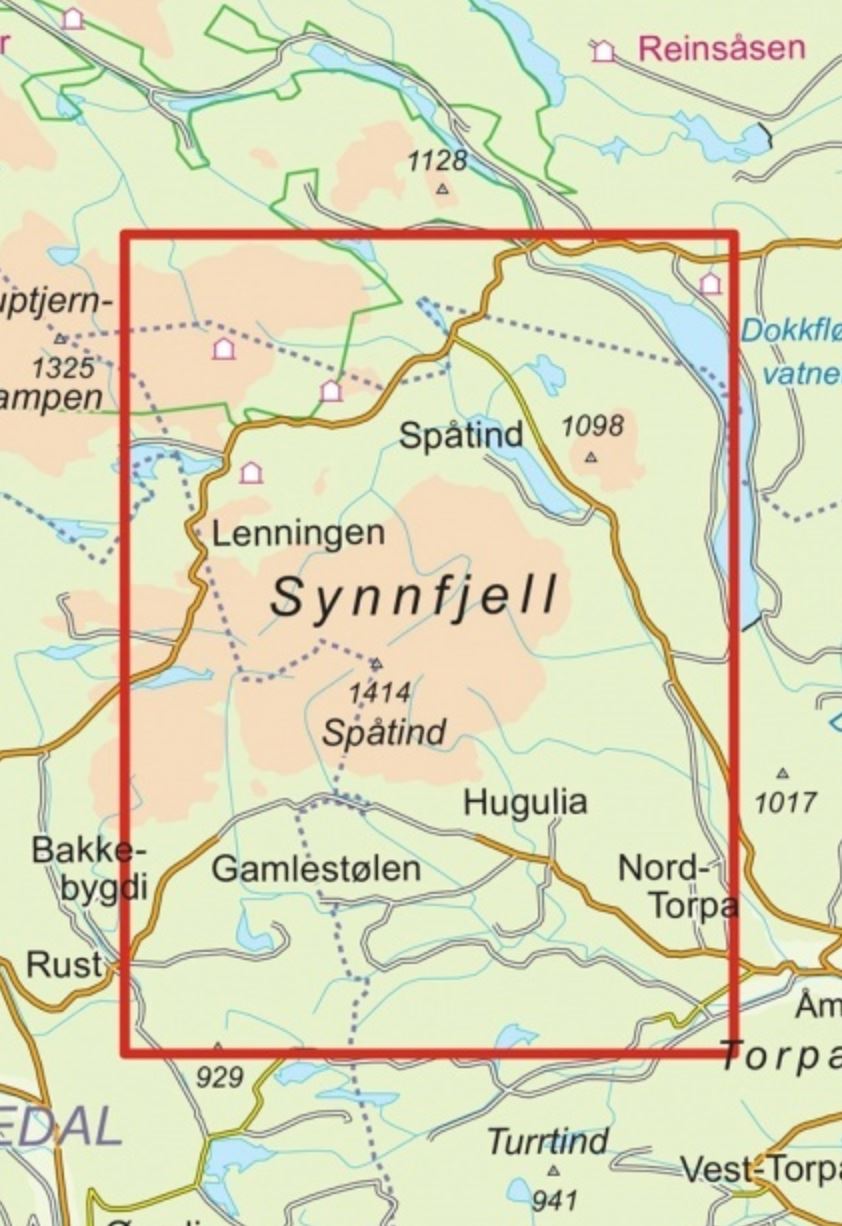 Carte de randonnée n° 2788- Synnfjell, Spatind (Norvège) | Nordeca - Turkart 1/25 000 carte pliée Nordeca 