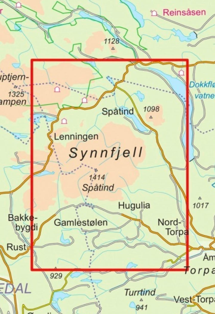 Carte de randonnée n° 2788- Synnfjell, Spatind (Norvège) | Nordeca - Turkart 1/25 000 carte pliée Nordeca 