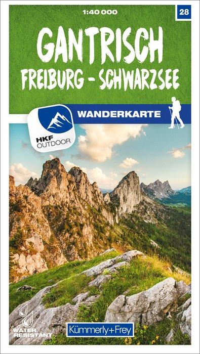Carte de randonnée n° 28 - Gantrisch, Freiburg, Schwarzsee (Suisse) | Kümmerly & Frey-1/40 000 carte pliée Kümmerly & Frey 