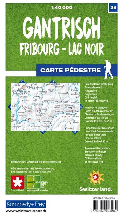 Carte de randonnée n° 28 - Gantrisch, Freiburg, Schwarzsee (Suisse) | Kümmerly & Frey-1/40 000 carte pliée Kümmerly & Frey 