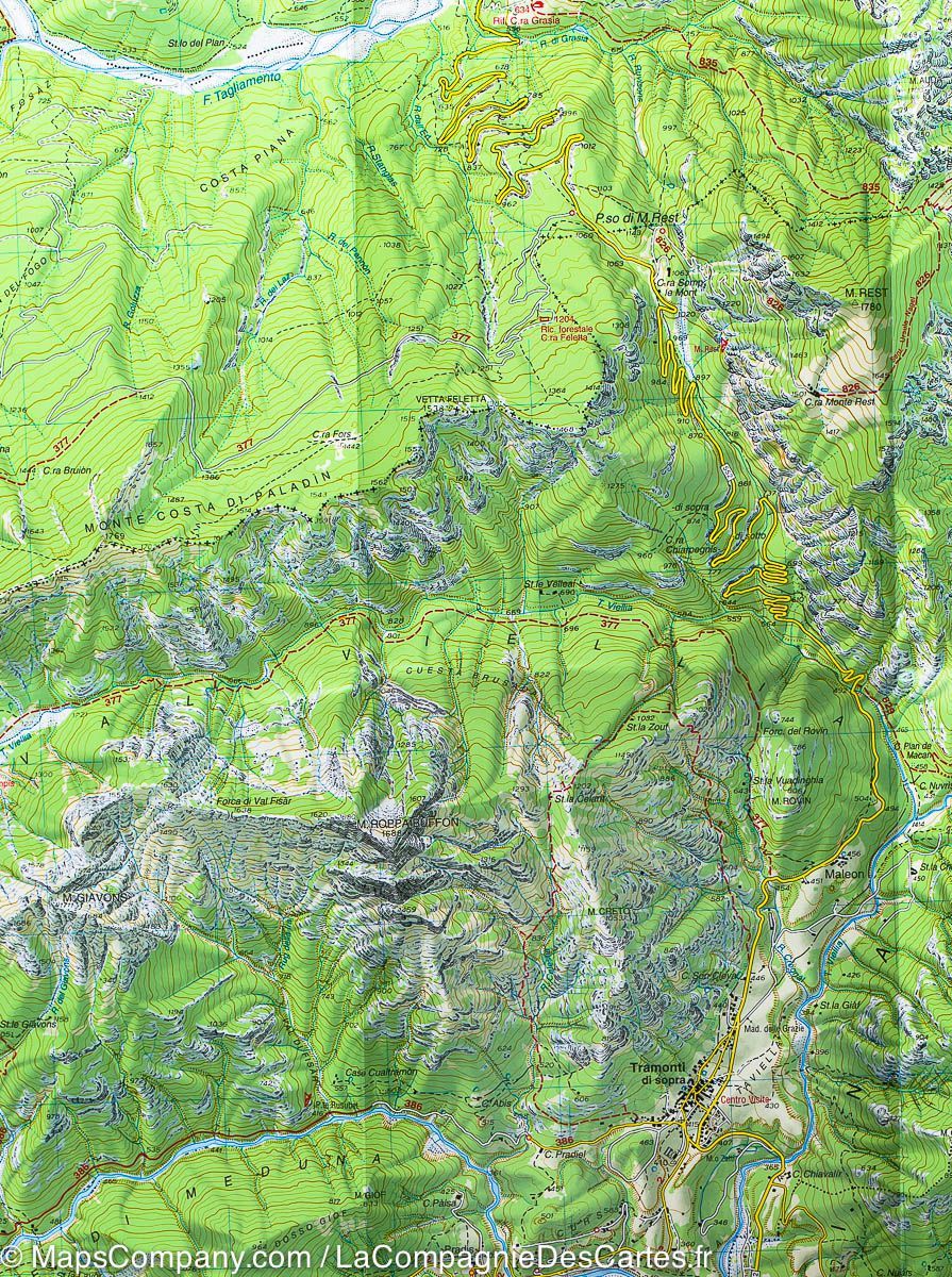 Carte de randonnée n° 28 - Val Tramontina, Cosa et d'Arzino | Tabacco carte de randonnée Tabacco