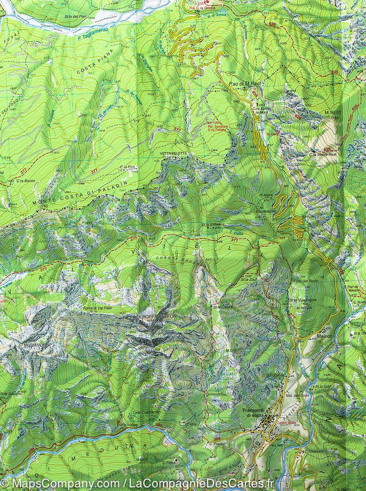 Carte de randonnée n° 28 - Val Tramontina, Cosa et d'Arzino | Tabacco carte pliée Tabacco 