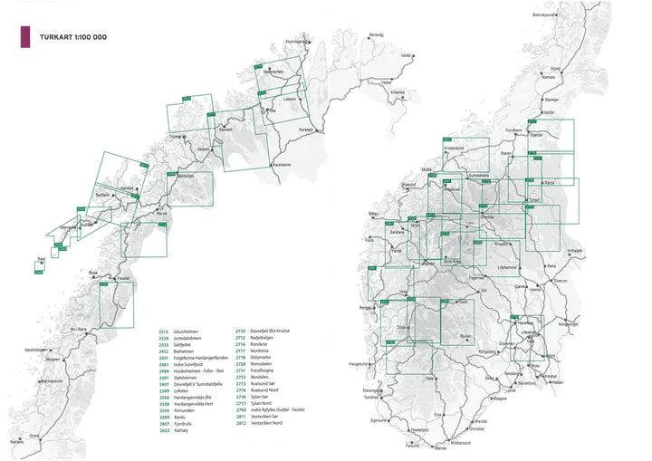 Carte de randonnée n° 2811 - Vesteralen - Hinnoya Sud (Norvège) | Nordeca - Turkart 1/100 000 carte pliée Nordeca 