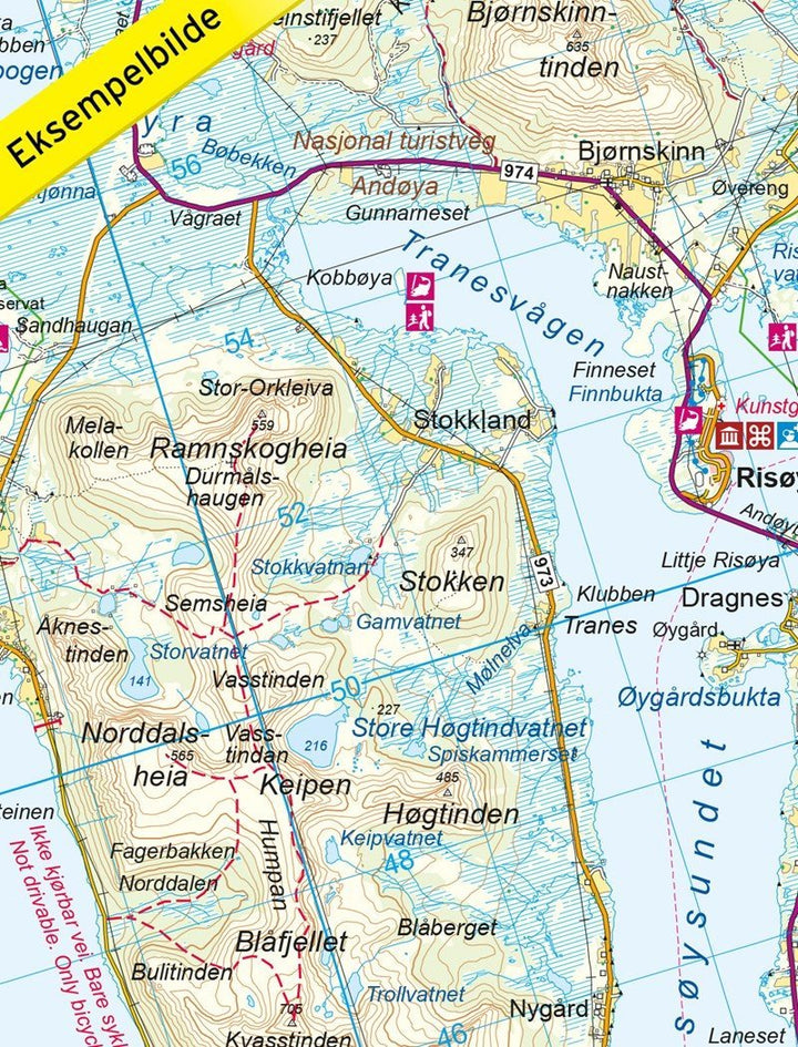 Carte de randonnée n° 2812 - Vesterålen - Hinnoya Nord (Norvège) | Nordeca - Turkart 1/100 000 carte pliée Nordeca 
