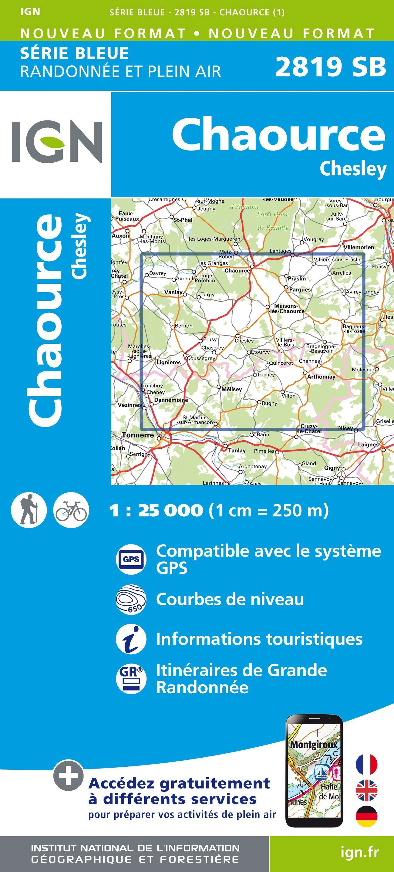 Carte de randonnée n° 2819 - Chaource, Chesley | IGN - Série Bleue carte de randonnée IGN Default Title