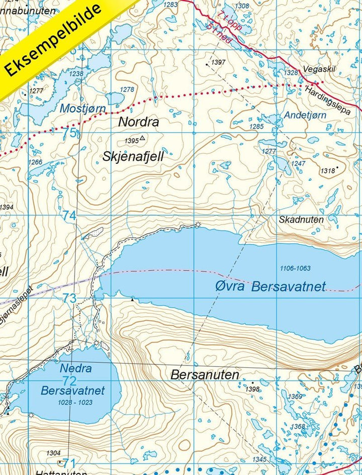 Carte de randonnée n° 2825 - Trolltunga - Odda, Ullensvang (Norvège) | Nordeca - Turkart 1/50 000 carte pliée Nordeca 