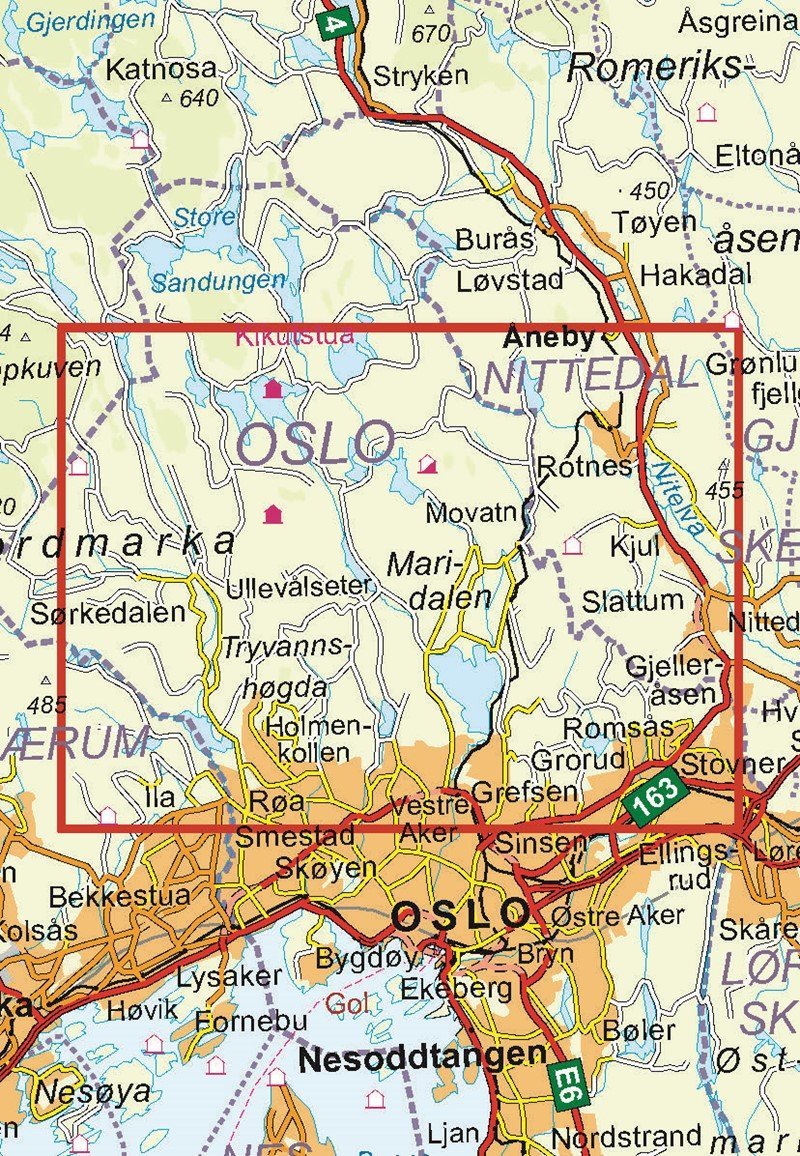 Carte de randonnée n° 2826 - Oslo Nordmark Sud (Norvège) | Nordeca - Turkart 1/25 000 carte de randonnée Nordeca