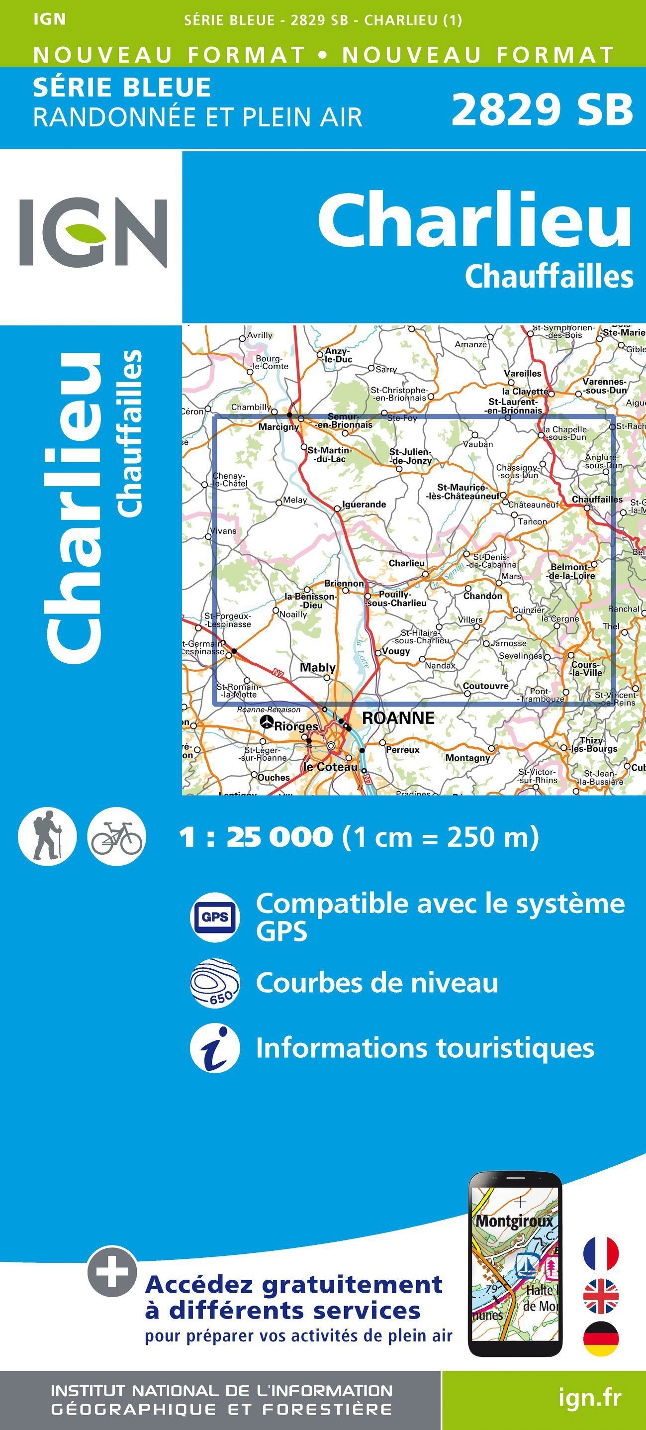 Carte de randonnée n° 2829 - Charlieu, Chauffailles | IGN - Série Bleue carte de randonnée IGN Default Title