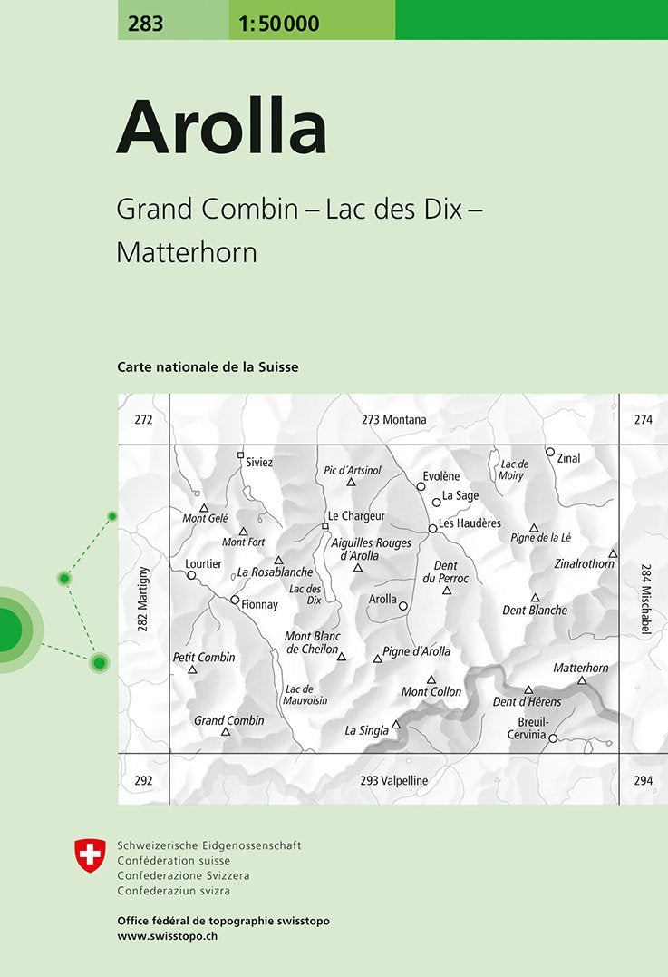 Carte topographique n° 283 - Arolla (Suisse) | Swisstopo - 1/50 000 carte de randonnée Swisstopo Default Title