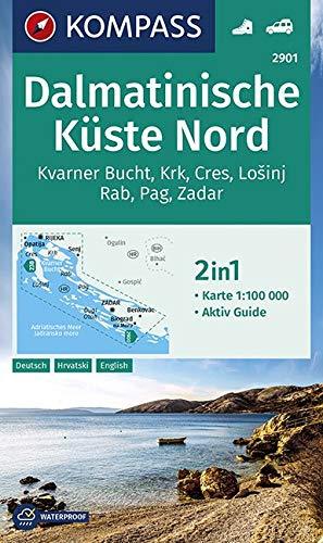 Carte de randonnée n° 2901 - Côte Dalmate Nord (Croatie) | Kompass carte de randonnée Kompass