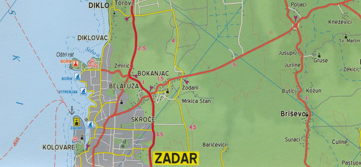 Carte de randonnée n° 2901 - Côte Dalmate Nord (Croatie) | Kompass carte de randonnée Kompass