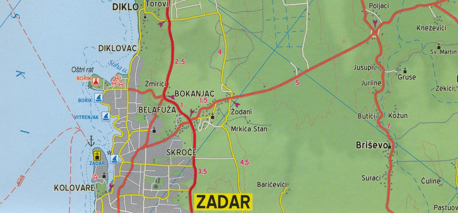 Carte de randonnée n° 2901 - Côte Dalmate Nord (Croatie) | Kompass carte de randonnée Kompass