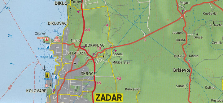 Carte de randonnée n° 2901 - Côte Dalmate Nord (Croatie) | Kompass carte pliée Kompass 