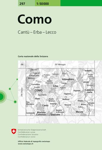 Carte de randonnée n° 297 - Lac de Côme (Italie) | Swisstopo - 1/50 000 carte pliée Swisstopo 