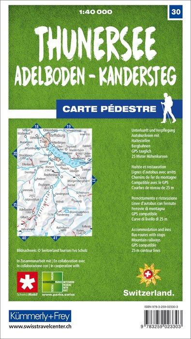 Carte de randonnée n° 30 - Thunersee, Adelboden, Kandersteg (Suisse) | Kümmerly & Frey-1/40 000 carte pliée Kümmerly & Frey 