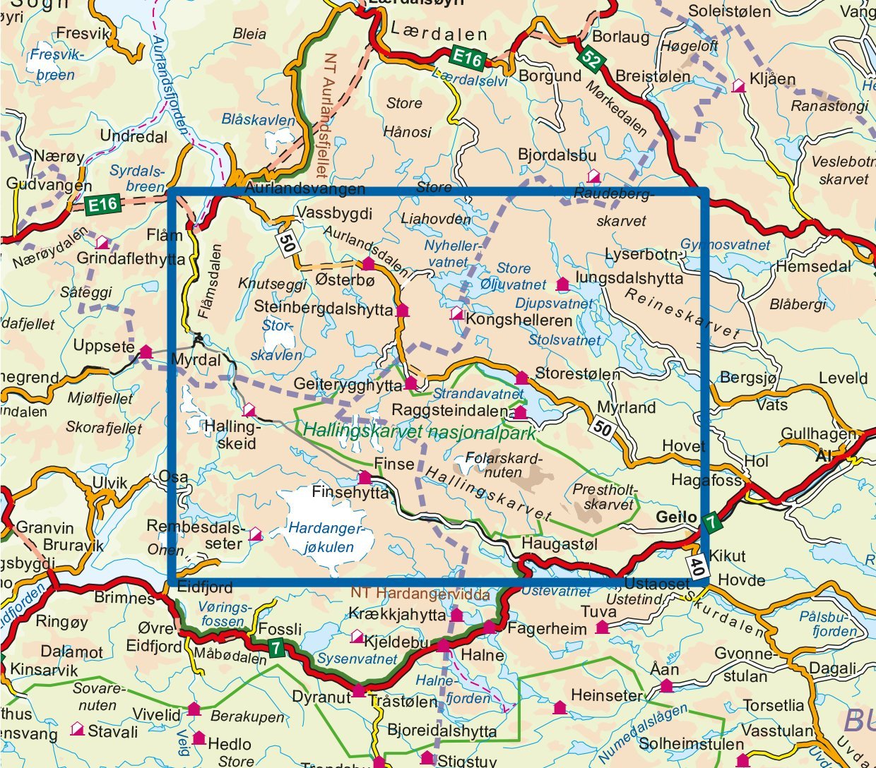 Carte de randonnée n° 3001 - Parc national Hallingskarvet (Norvège) | Nordeca - série 3000 carte de randonnée Nordeca