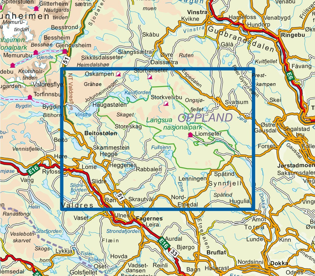 Carte de randonnée n° 3002 - Langsua natjonal park (Norvège) | Nordeca - série 3000 carte de randonnée Nordeca