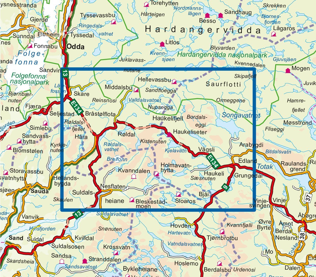 Carte de randonnée n° 3004 - Haukelifjell (Norvège) | Nordeca - série 3000 carte de randonnée Nordeca