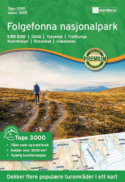 Carte de randonnée n° 3005 - Folgefonna nasjonalpark (Norvège) | Nordeca - série 3000 carte de randonnée Nordeca Default Title