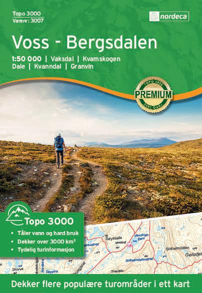 Carte de randonnée n° 3007 - Voss, Bergsdalen (Norvège) | Nordeca - série 3000 carte pliée Nordeca 