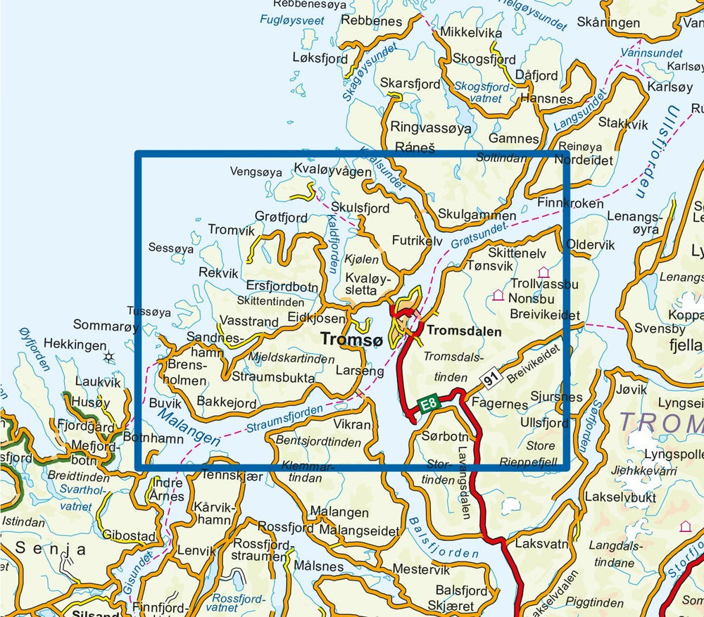 Carte de randonnée n° 3010 - Tromso - Kvaloya (Norvège) | Nordeca - série 3000 carte pliée Nordeca 