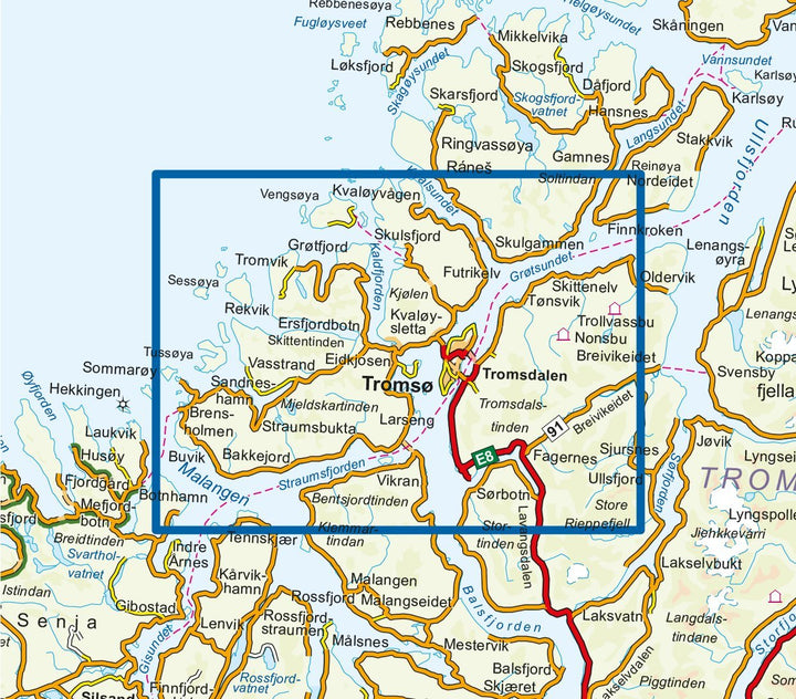 Carte de randonnée n° 3010 - Tromso - Kvaloya (Norvège) | Nordeca - série 3000 carte pliée Nordeca 