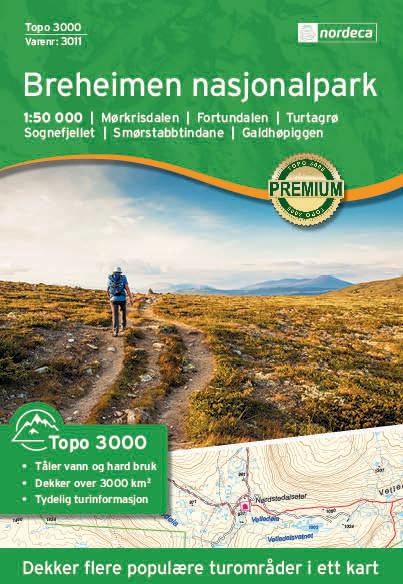 Carte de randonnée n° 3011 - Breheimen national park (Norvège) | Nordeca - série 3000 carte de randonnée Nordeca Default Title