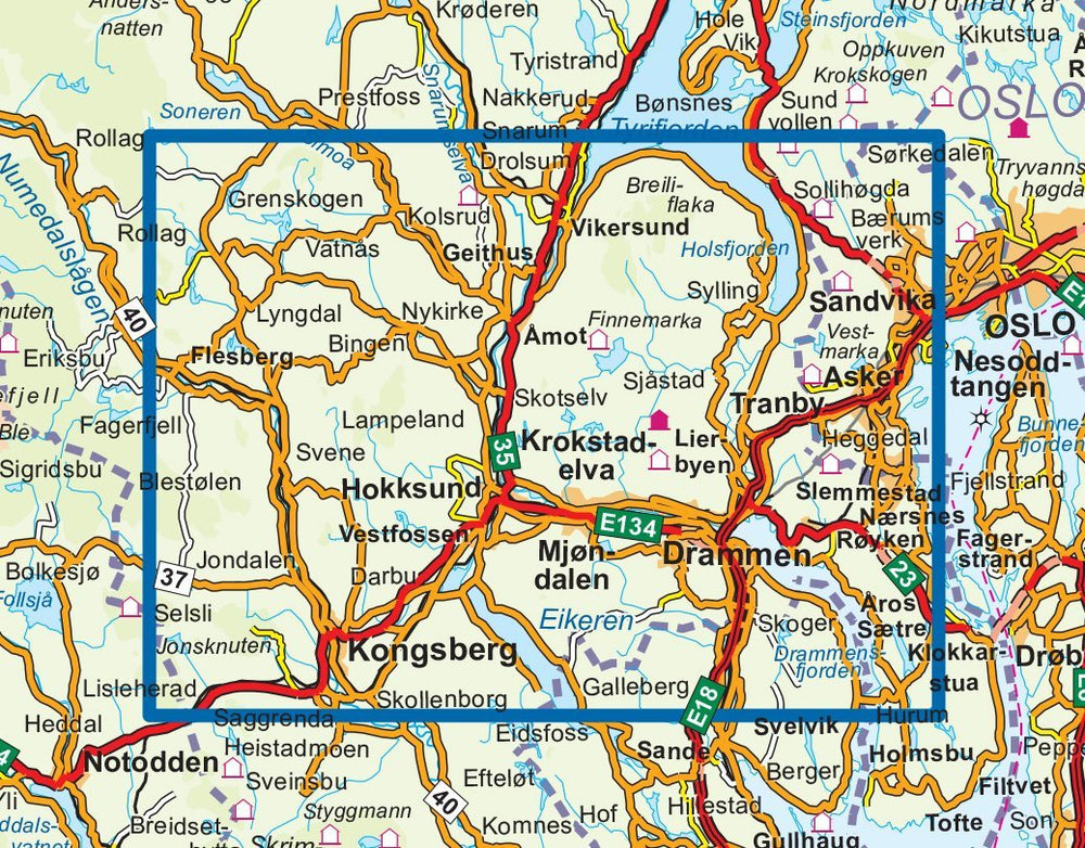 Carte de randonnée n° 3016 - Drammensmarka (Norvège) | Nordeca - série 3000 carte pliée Nordeca 