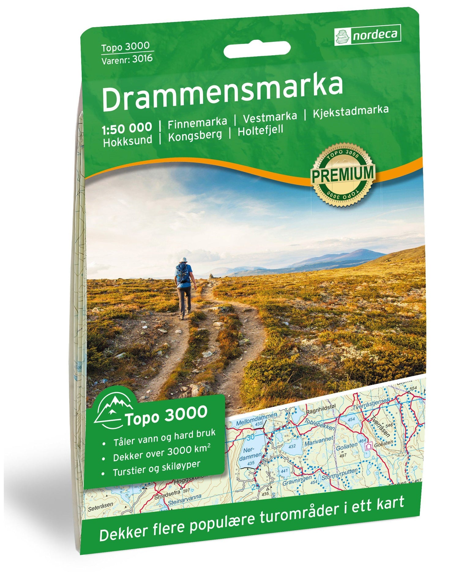 Carte de randonnée n° 3016 - Drammensmarka (Norvège) | Nordeca - série 3000 carte de randonnée Nordeca Default Title