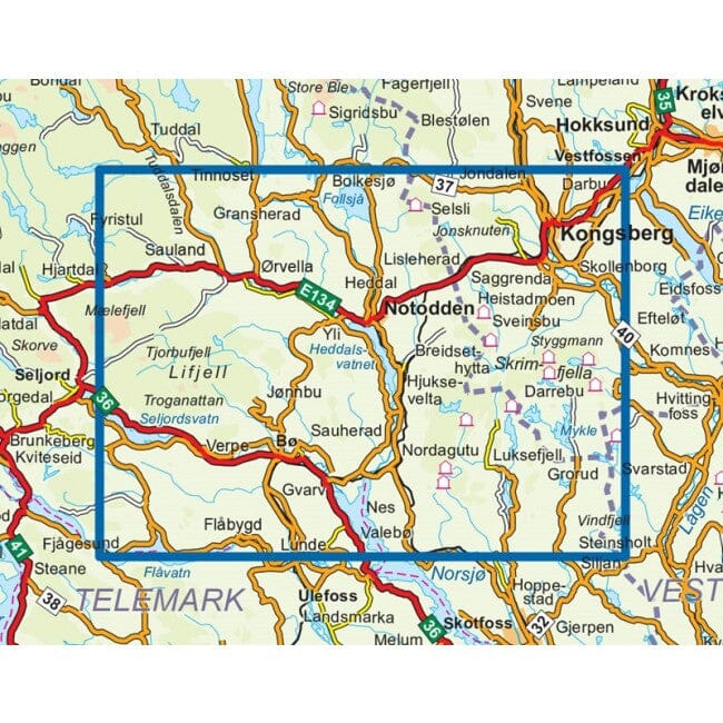 Carte de randonnée n° 3017 - Notodden (Norvège) | Nordeca - série 3000 carte de randonnée Nordeca