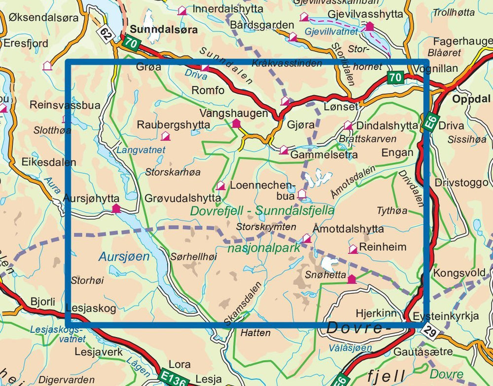 Carte de randonnée n° 3019 - Dovrefjell Vest (Norvège) | Nordeca - série 3000 carte pliée Nordeca 
