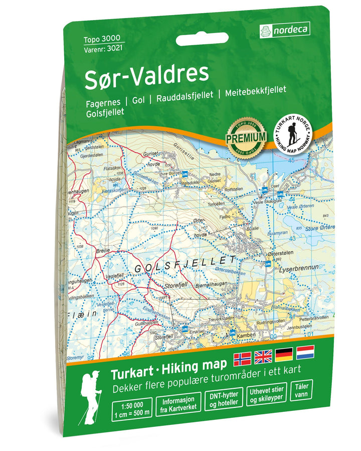 Carte de randonnée n° 3021 - Sor-Valdres (Norvège) | Nordeca - série 3000 carte pliée Nordeca 