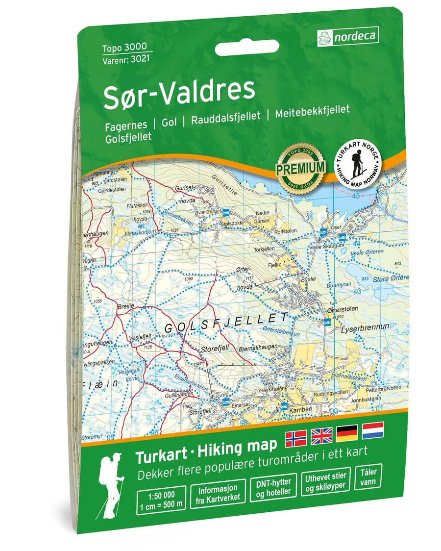 Carte de randonnée n° 3021 - Sor-Valdres (Norvège) | Nordeca - série 3000 carte pliée Nordeca 