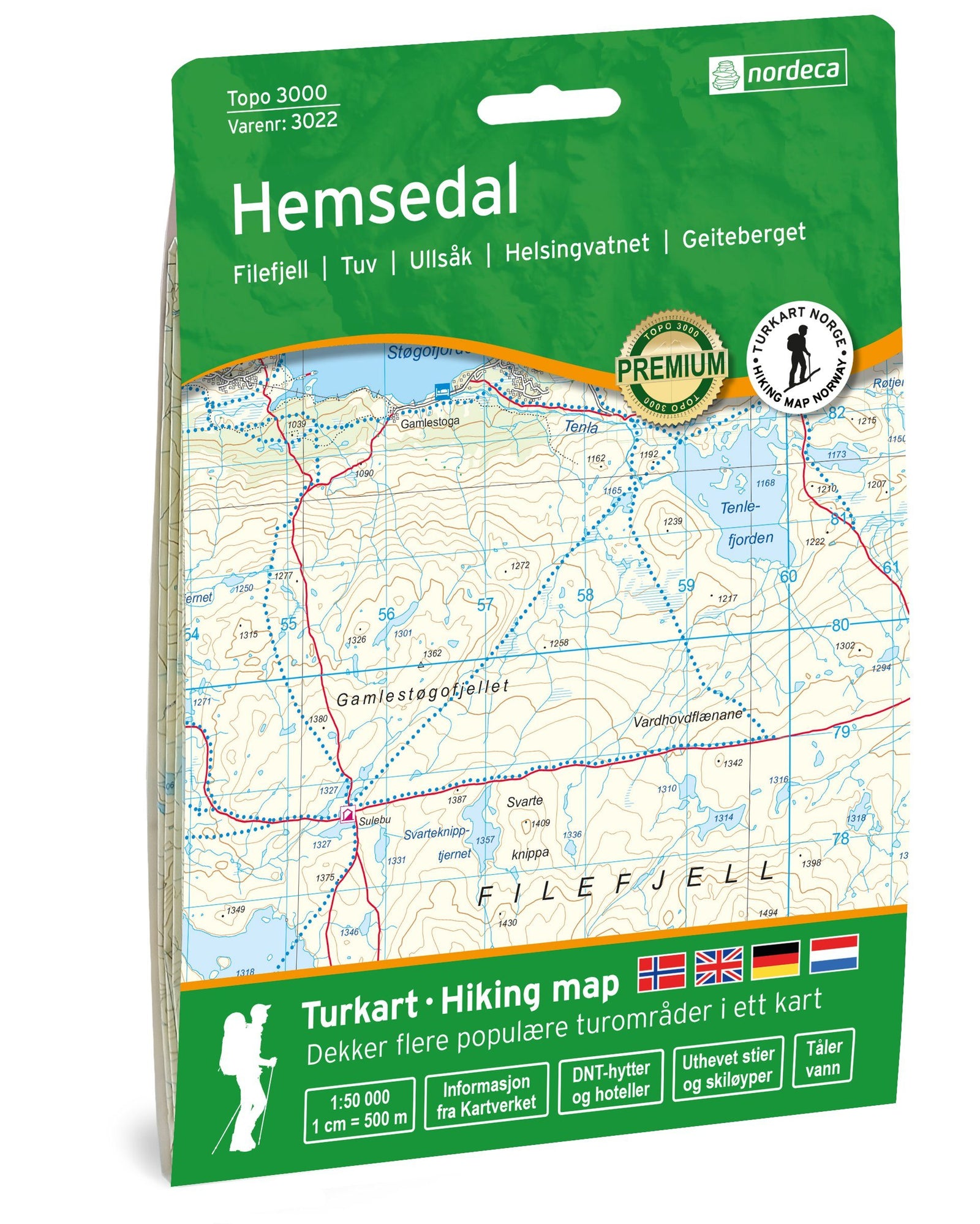 Carte de randonnée n° 3022 - Hemsedal (Norvège) | Nordeca - série 3000 carte de randonnée Nordeca Default Title