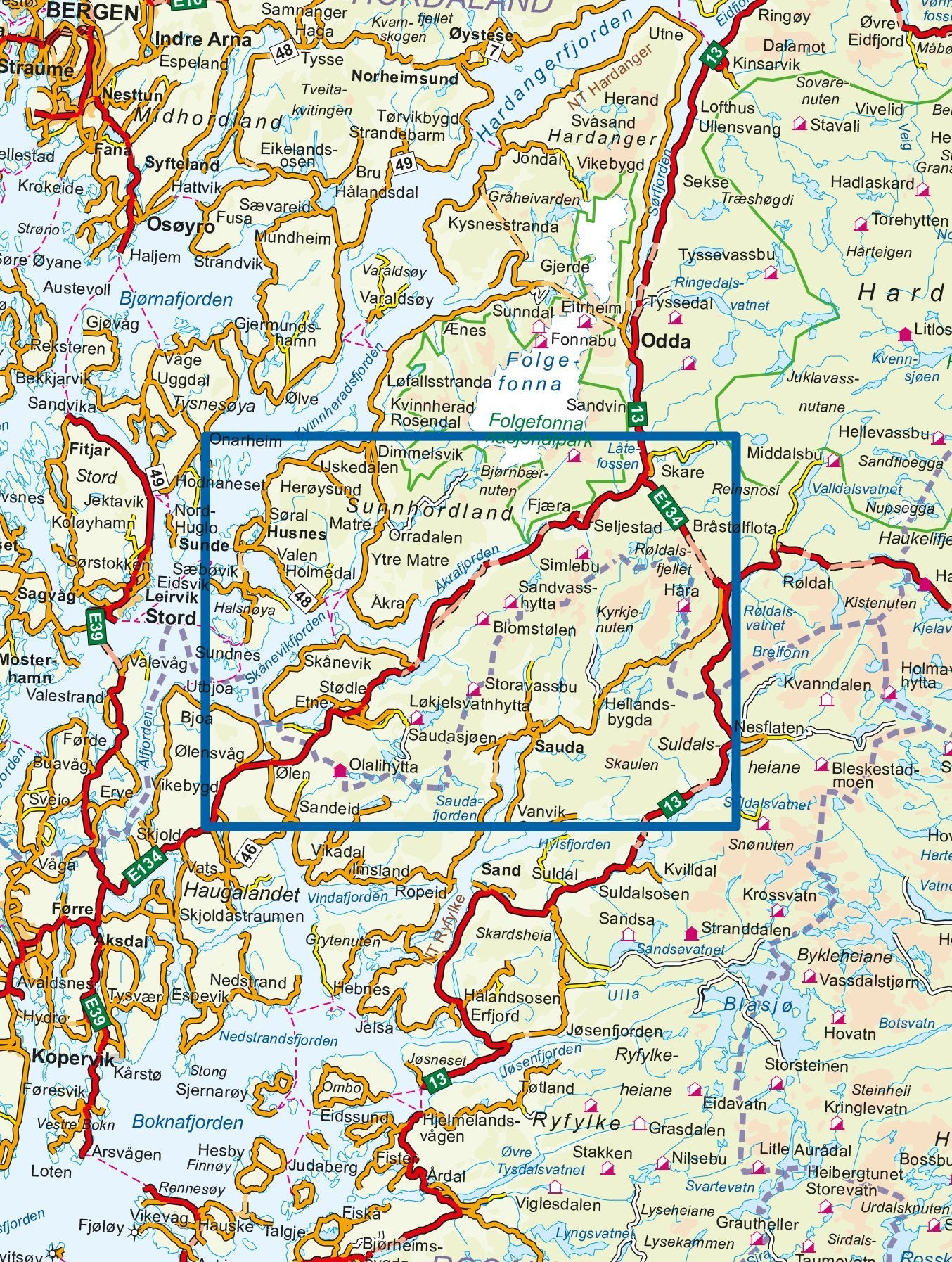 Carte de randonnée n° 3023 - Indre Etnefjell (Norvège) | Nordeca - série 3000 carte de randonnée Nordeca