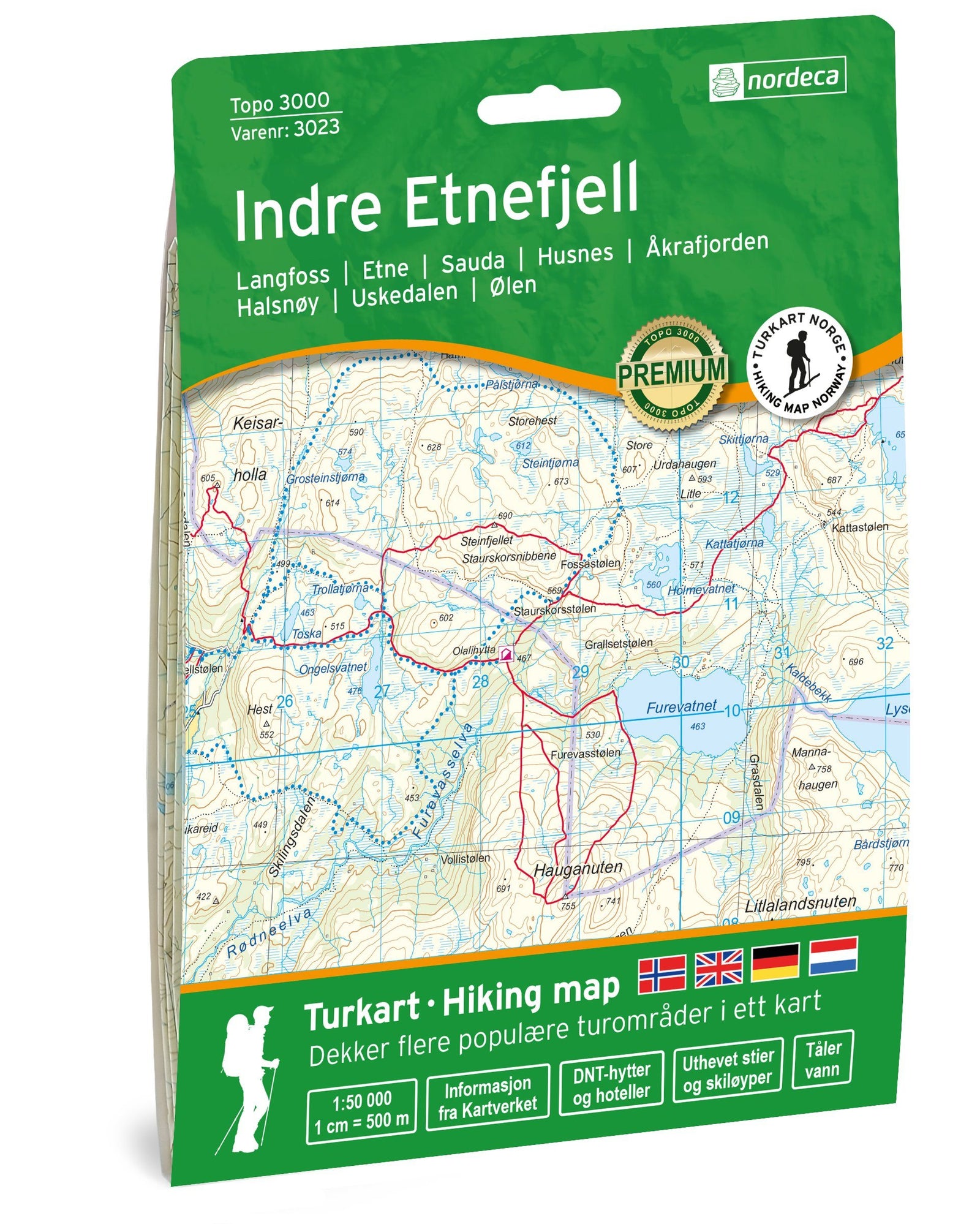 Carte de randonnée n° 3023 - Indre Etnefjell (Norvège) | Nordeca - série 3000 carte de randonnée Nordeca Default Title