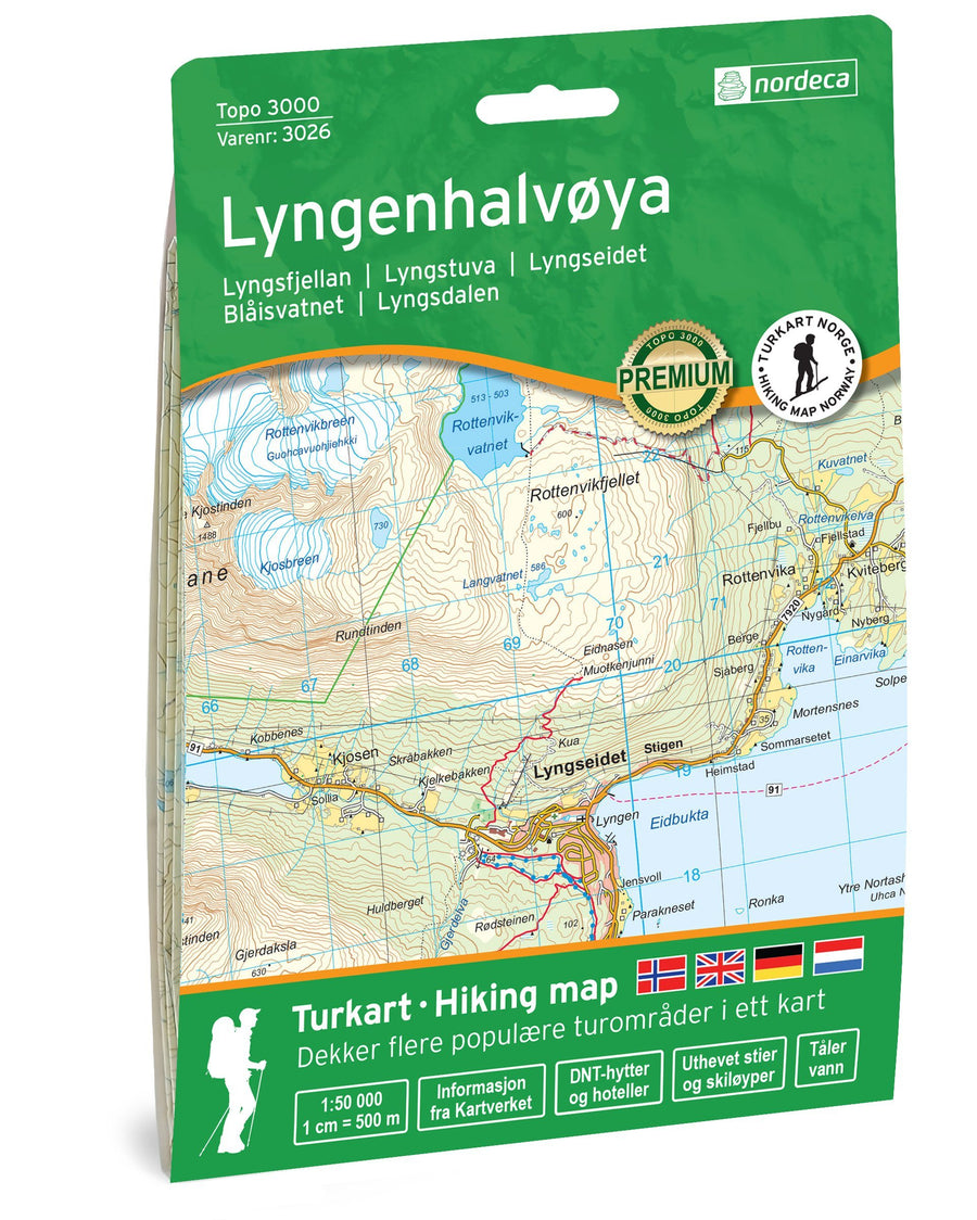 Carte de randonnée n° 3026 - Lyngenhalvoya (Norvège) | Nordeca - série 3000 carte pliée Nordeca 