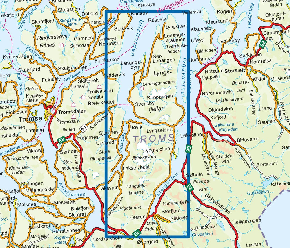 Carte de randonnée n° 3026 - Lyngenhalvoya (Norvège) | Nordeca - série 3000 carte pliée Nordeca 