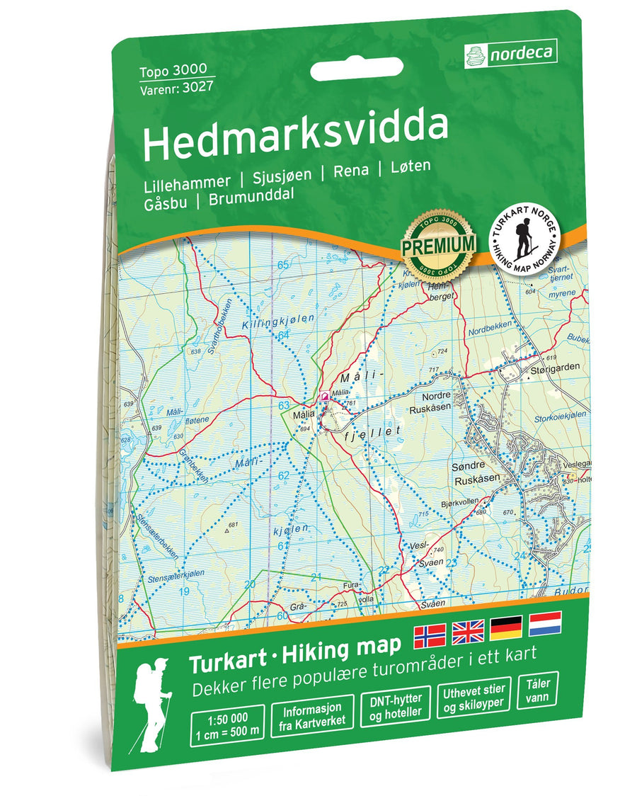 Carte de randonnée n° 3027 - Hedmarksvidda (Norvège) | Nordeca - série 3000 carte pliée Nordeca 