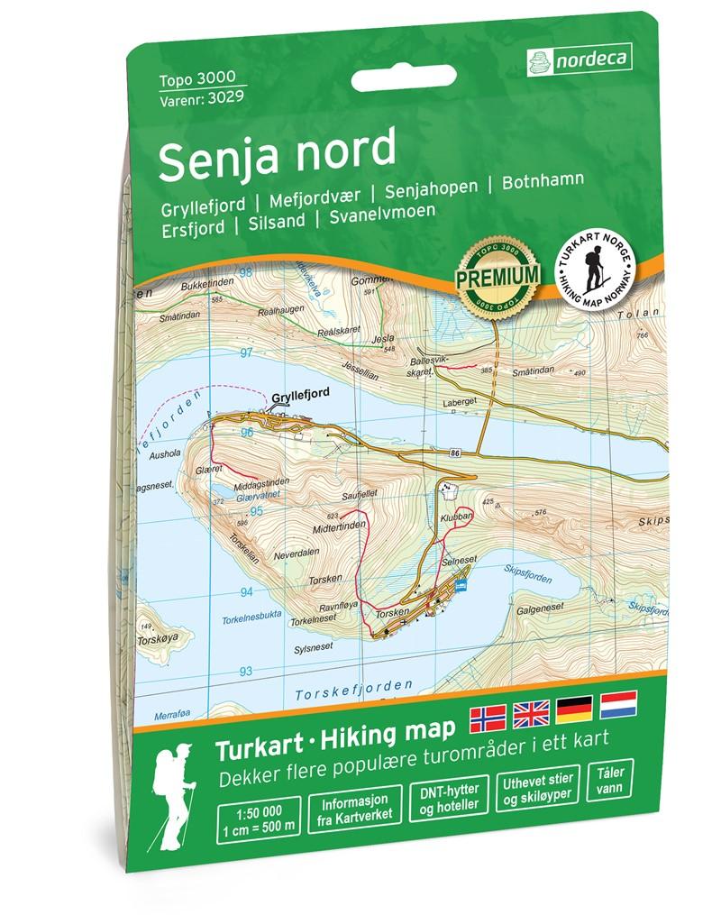 Carte de randonnée n° 3029 - Senja Nord (Norvège) | Nordeca - série 3000 carte pliée Nordeca 