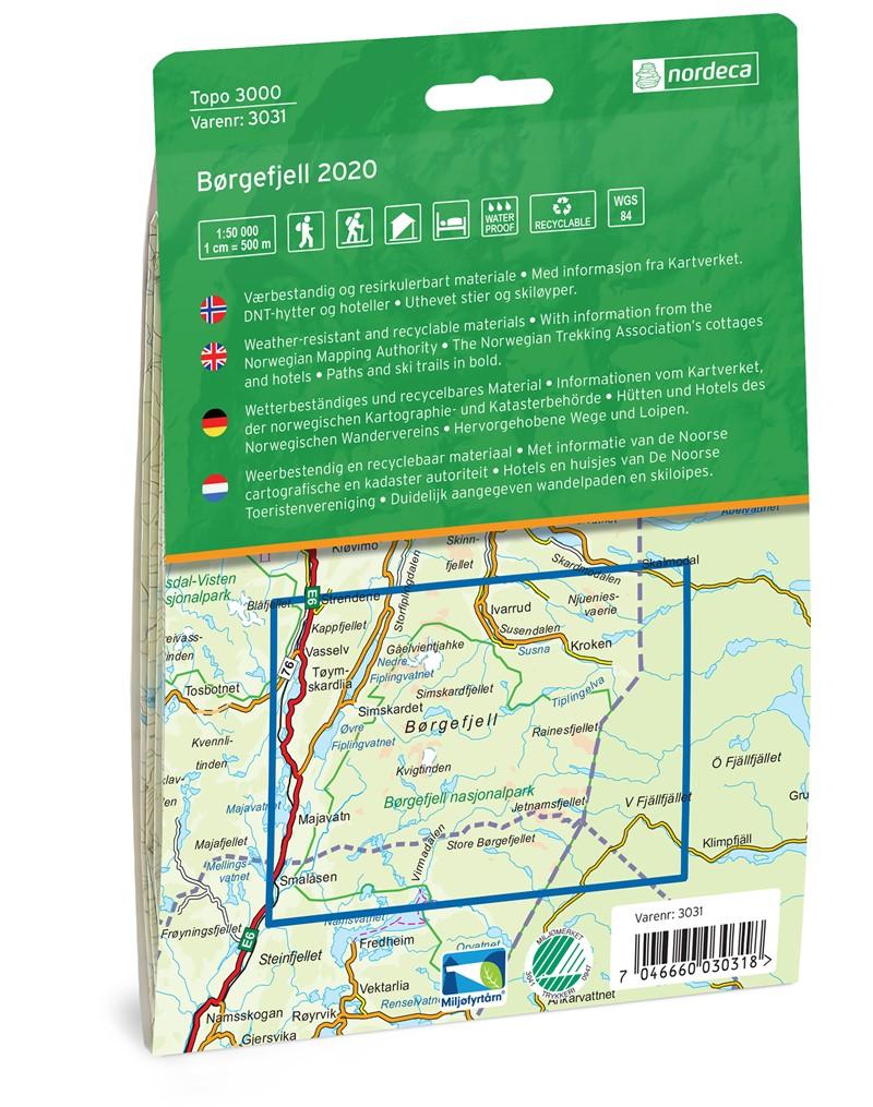 Carte de randonnée n° 3031 - Borgefjell (Norvège) | Nordeca - série 3000 carte de randonnée Nordeca