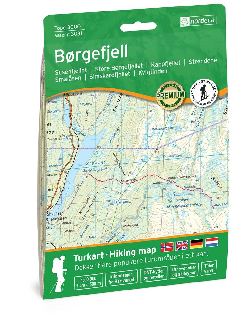 Carte de randonnée n° 3031 - Borgefjell (Norvège) | Nordeca - série 3000 carte de randonnée Nordeca