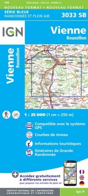 Carte de randonnée n° 3033 - Vienne, Roussillon | IGN - Série Bleue carte de randonnée IGN