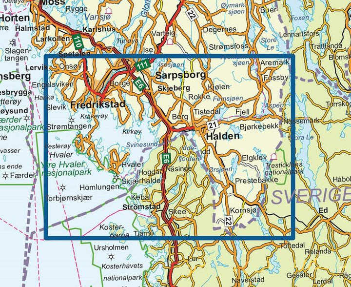 Carte de randonnée n° 3037- Frederikstad-Halden (Norvège) | Nordeca - série 3000 carte pliée Nordeca 